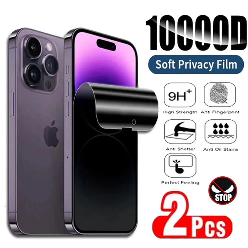 2PCS Anti-Spy Hydrogel Film Screen Protector For iPhone 14 13 12 11 15 Pro Max Mini Privacy For IPhone X XR XS 6 7 8 14 15 Plus