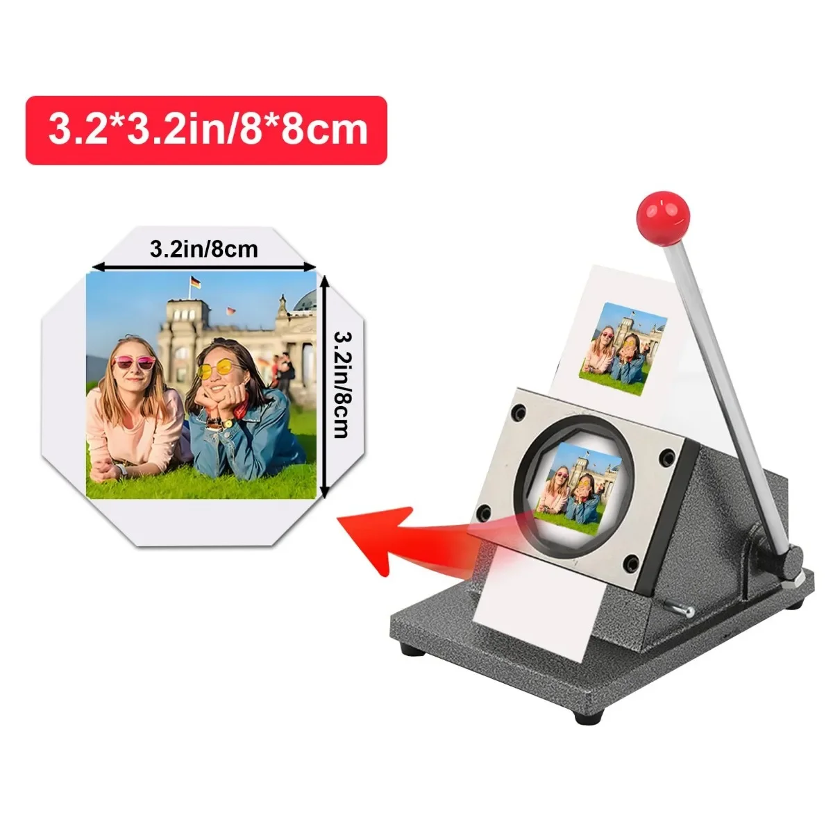 80x80mm Square Fridge Magnets Badge Maker Machine DIY Photo Refrigerator Sticker Magnet Machine+Paper Cutter+1000pcs Materials