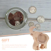 Elephant Piggy Bank Money Japanese Child Box with Counter Kids for Adults Animal Coin Wooden Cash Children 2