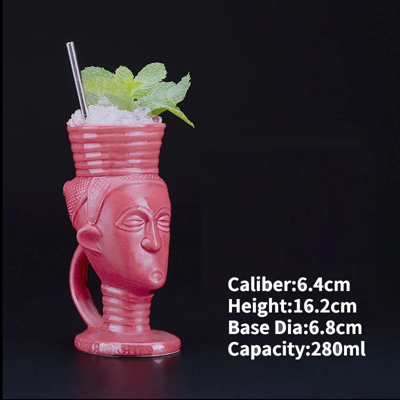 Hawaiian Ceramic Tiki Mug - Creative Cocktail Cup and Halloween Bar Gift