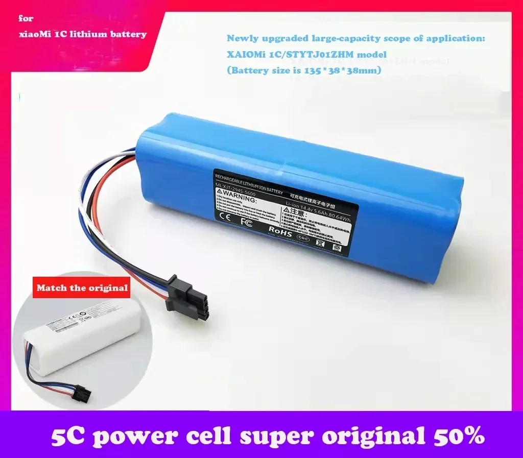 

14.4V Battery 5600mAh Robot Vacuum Cleaner 1C Battery For Xiaomi Mijia 1C STYTJ01ZHM Robot Vacuum Mop Cleaner