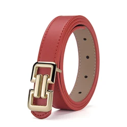 Fashionable Women's Colorful PU Belt with Smooth Buckle - Versatile Accessory for Skirts and Wide - leg Pants (Red)