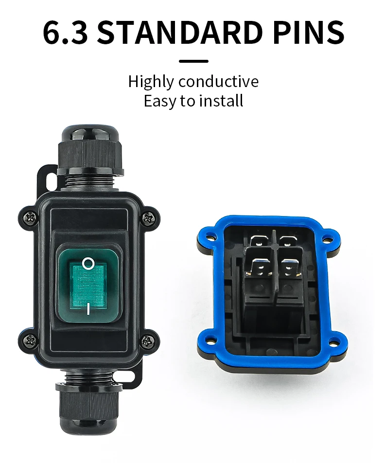 IP65 Inline-Kabelschalter für den Außenbereich, wasserdicht, Schiffstyp, Hochstrom-Marine-Wippschalter, Ein/Aus-Schalter, Druckschalter – Detail 5