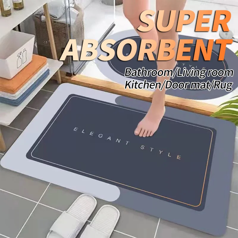 Bathroom Mat Absorbent Customize Modern Simple Non Slip Diatom Mud Quick Drying Home Oil proof Kitchen Bath Mat