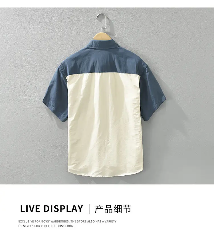 2025 صيف جديد تقسم قميص قصير الأكمام للرجال موضة ع...