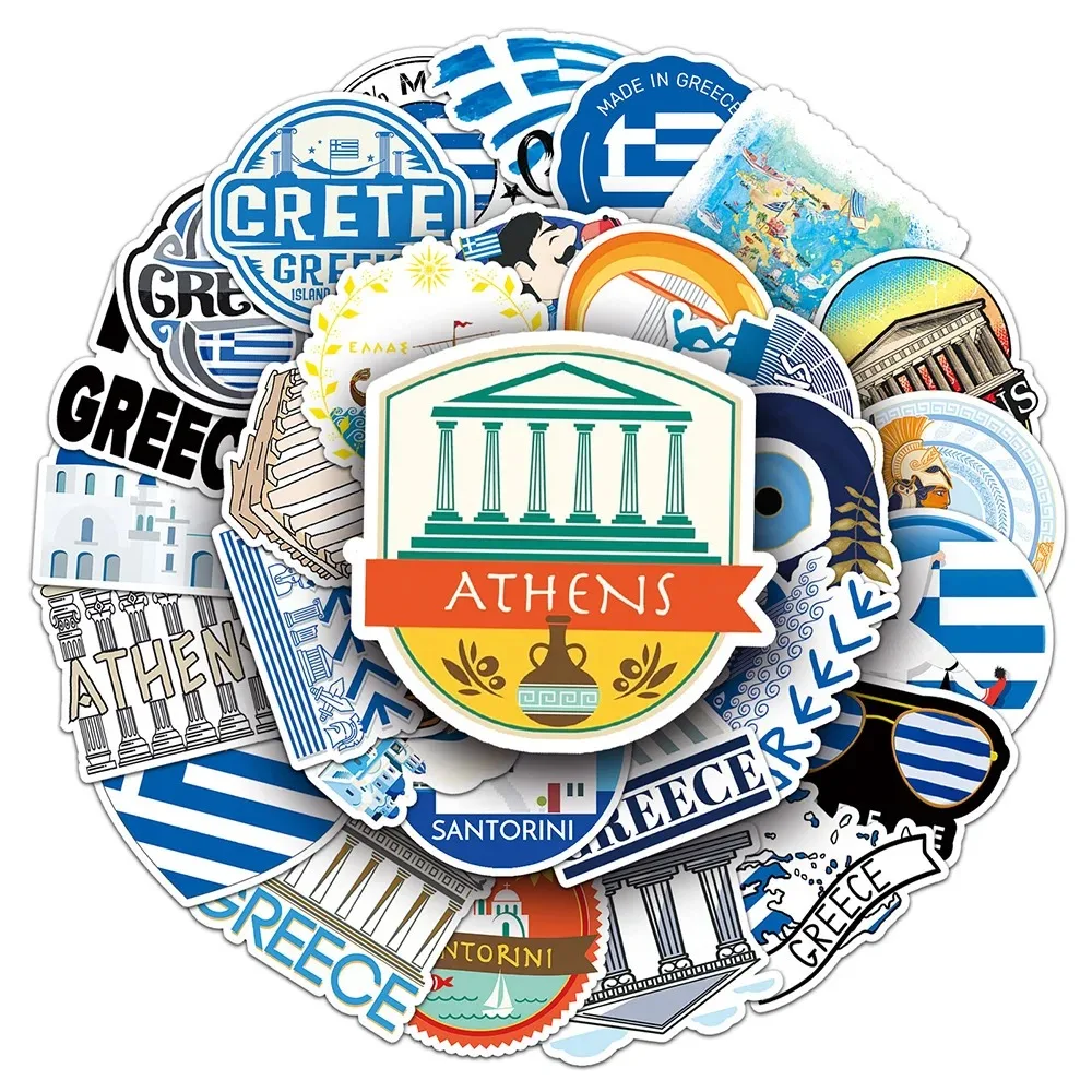 Aesthetic Greece Travel Stickers Set - Decorative Art and Craft Collection