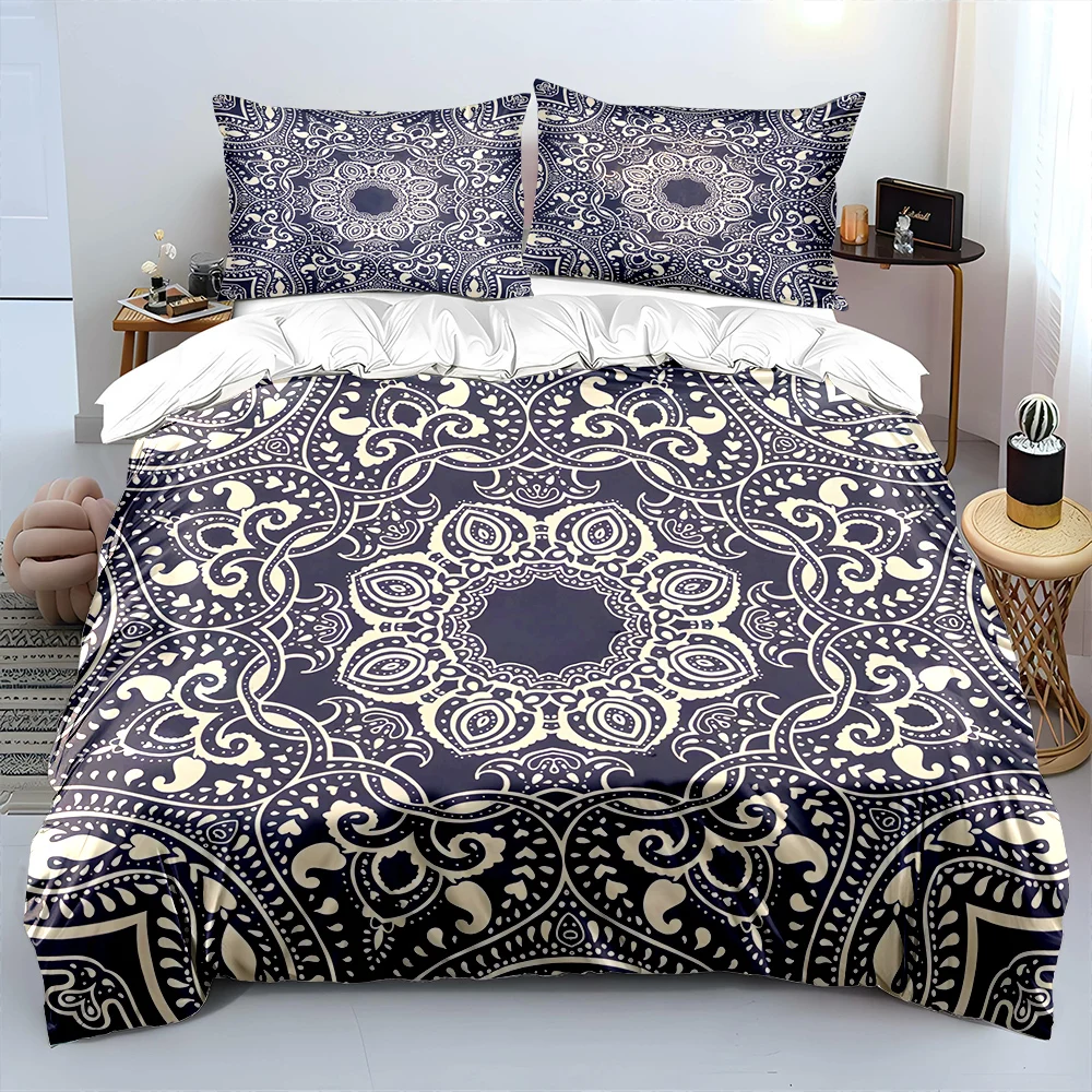 Intricate Mandala Style Decorative Pattern Bedding Set for Kids Luxury Gift 3pcs Digital Print Comforter Set Soft Comfortable 4