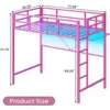 Twin Metal Loft Bed with LED Lights, Loft Bed Twin Size with Full-Length Guardrail &Clothes Rack, Heavy Duty Loft Beds Frame 2