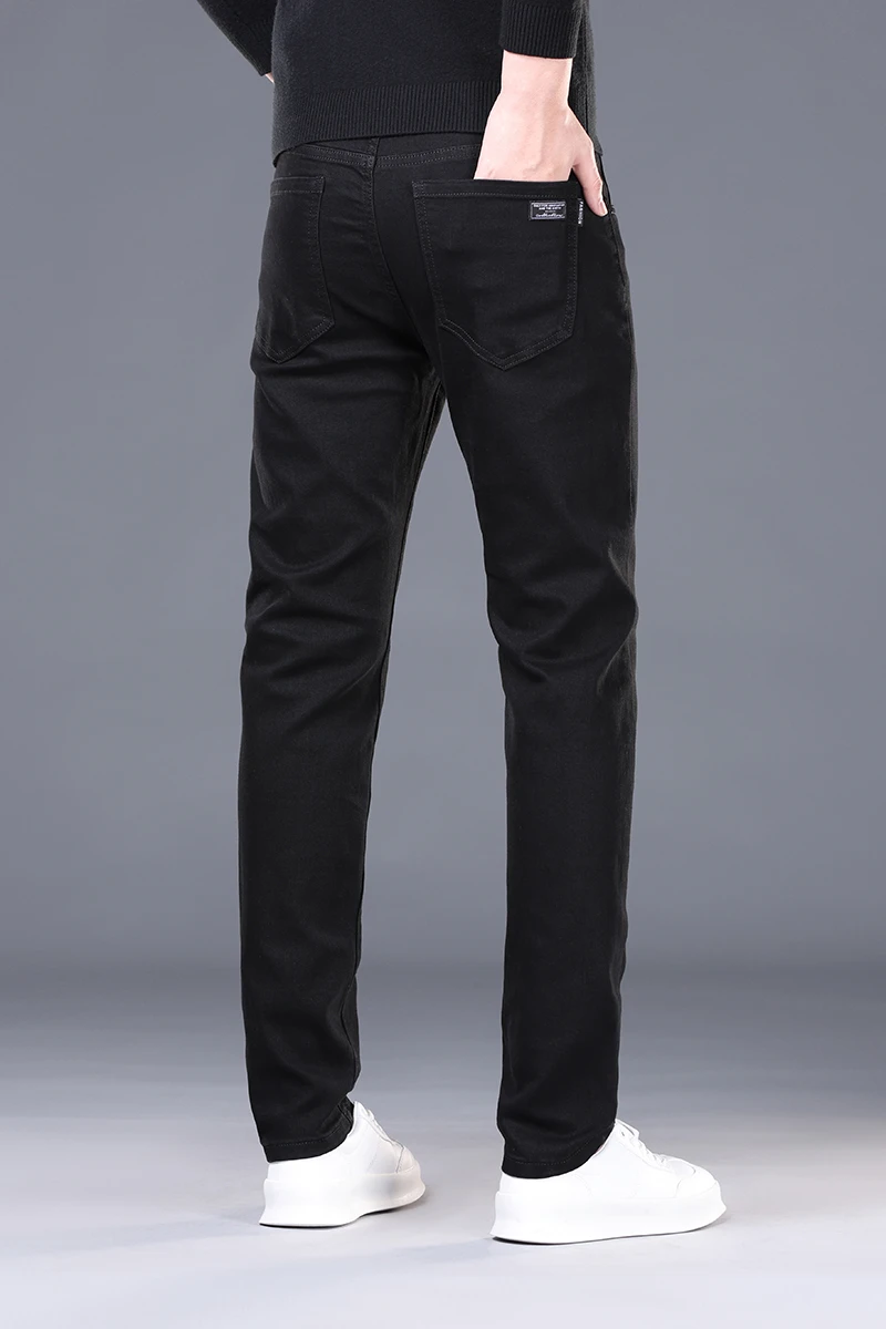 Spring and Summer New Men's Jeans Simplified Korean Edition Slim Fit Straight Leg Versatile Shaped Mid Waist Elastic Men's Jeans 4