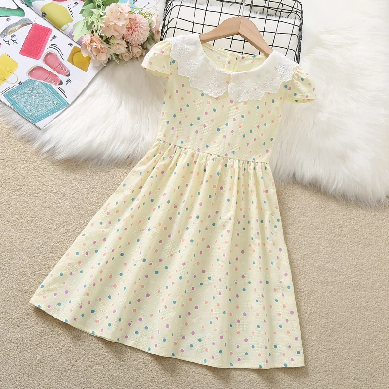

Summer Teenagers School Girl Cotton Party Dress Kids Clothes Dot Print Princess Sleeveless Kids Party Costumes 4 6 8 10 12 Years
