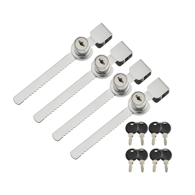 Sliding Glass Door Lock Display Case Lock Ratchet with Chrome Finish Security Keyed Alike Showcase Display 4Pcs