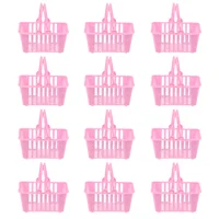 12 Pcs Toy Mini Shopping Basket Plastic Toys Small Baskets 65X45X35CM Simulation Handheld Pink Kids Child Baby 1