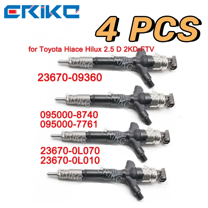 

4PCS Fuel Injector 23670-09360 for DENSO Injection Diesel TOYOTA HILUX 23670-0L070 095000-8740 095000-7761 HIACE V2.5 D4D