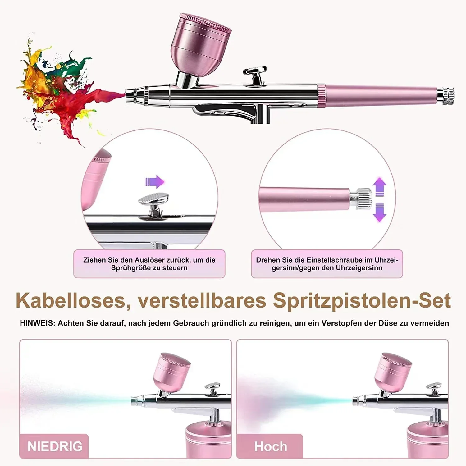 Airbrush 0.3mm Spray Gun for Model, Cake, Car Painting