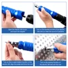 Blue Aluminum Alloy Cordless Electric Rivet Nut Gun Tool Set Attachments 3/32" 1/8" 5/32" 1/4" DIY Automotive Hex Shank Nozzles 5