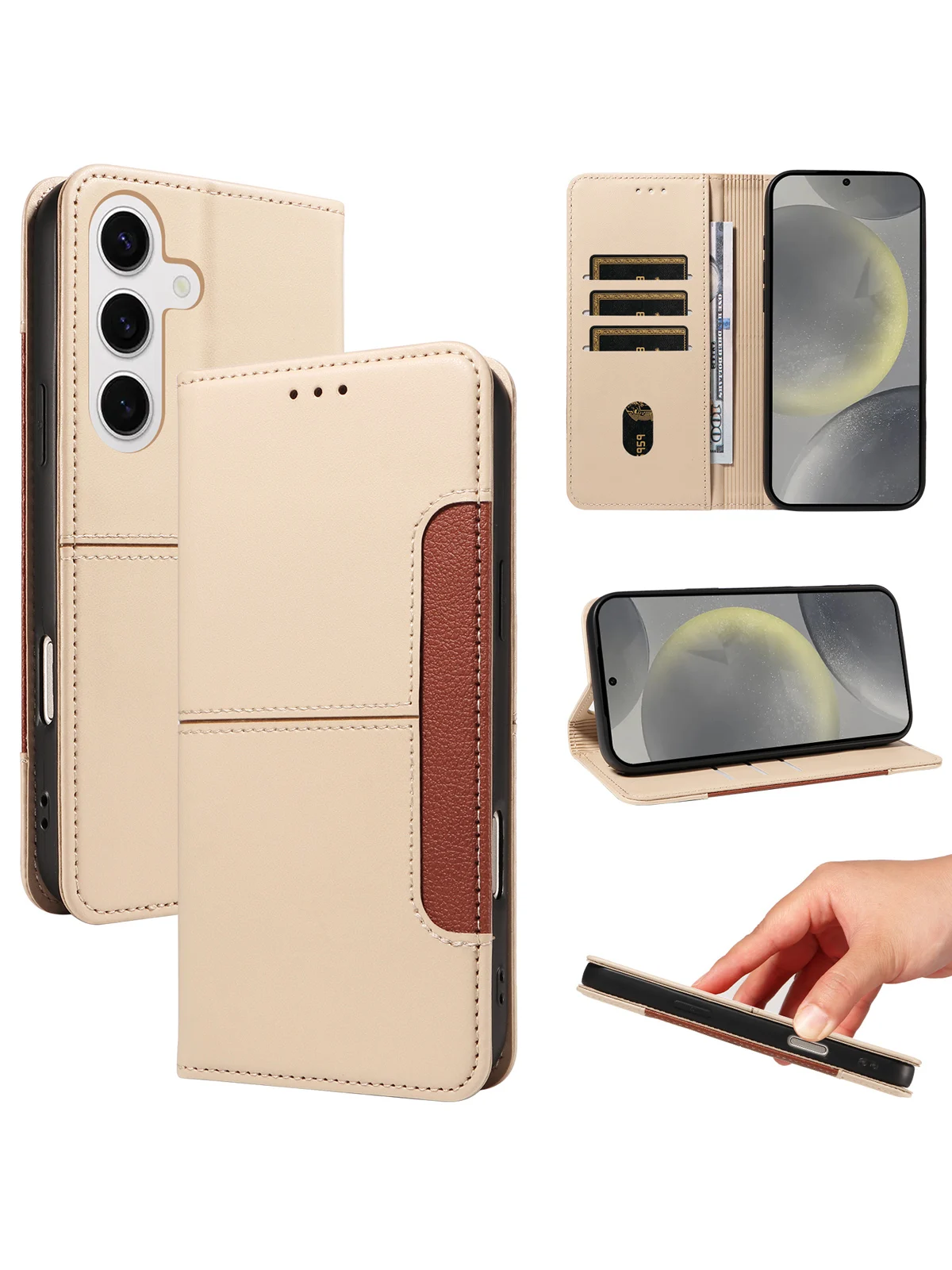 Magnetische Flip-Schutzhülle mit Mehrfach-Kartenfächern für Samsung S20Fe/S21/S22/S23/S24/S25/S26Ultra, Leichte und Tragbare Kunstleder-Handyhülle – Detail 8