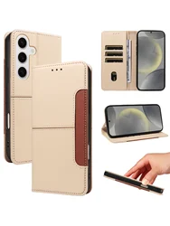 Magnetic Faux Leather Wallet - Style Protective Flip Cover with Anti - RFID and Multi - Card Slots - Galaxy A42 5G (Beige)