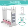 Kids Dress Up Storage with Mirror and Drawers, Kid Armoire Dresser, Pretend Storage Closet for Kids, Costume Wardrobe W/Side 5