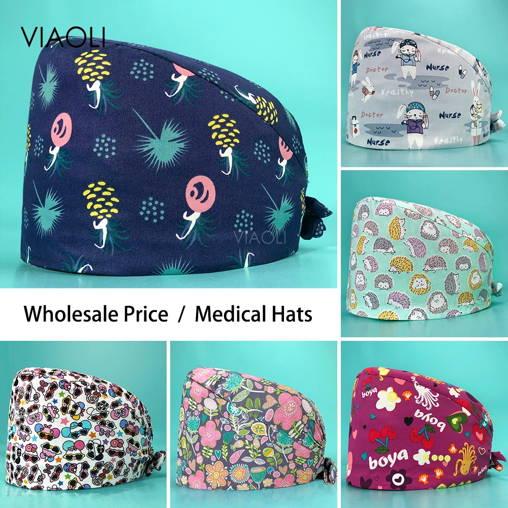 

Pet Clinic Veterinary Working Hats Hot Sales Scrubs Unisex Healthcare Pharmacy Nurse Cap Women Men Contton Dentist Surgical Caps
