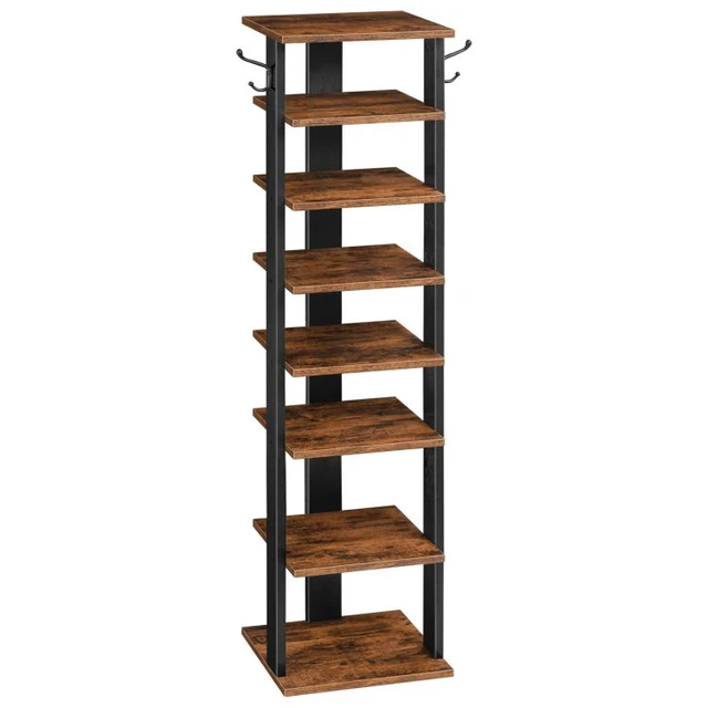 Dropship 8 Tier Entryway Wooden Shoe Rack Vertical Shoe Shelf