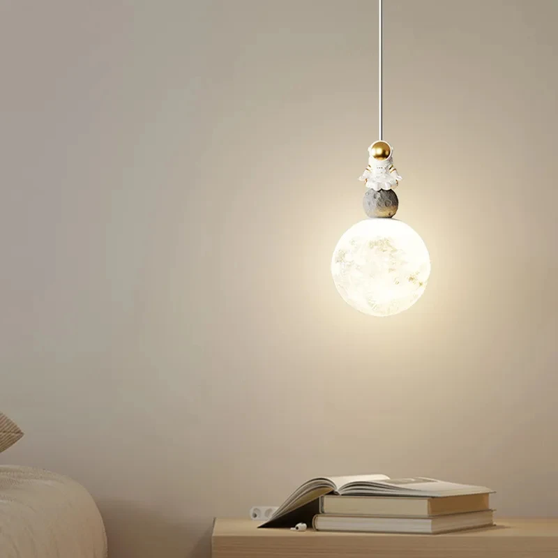 Bedside Pendant Lights Minimalist Modern TV Background Wall Light Lunar Astronaut Children's Room Light Bedroom Small Lamp Decor