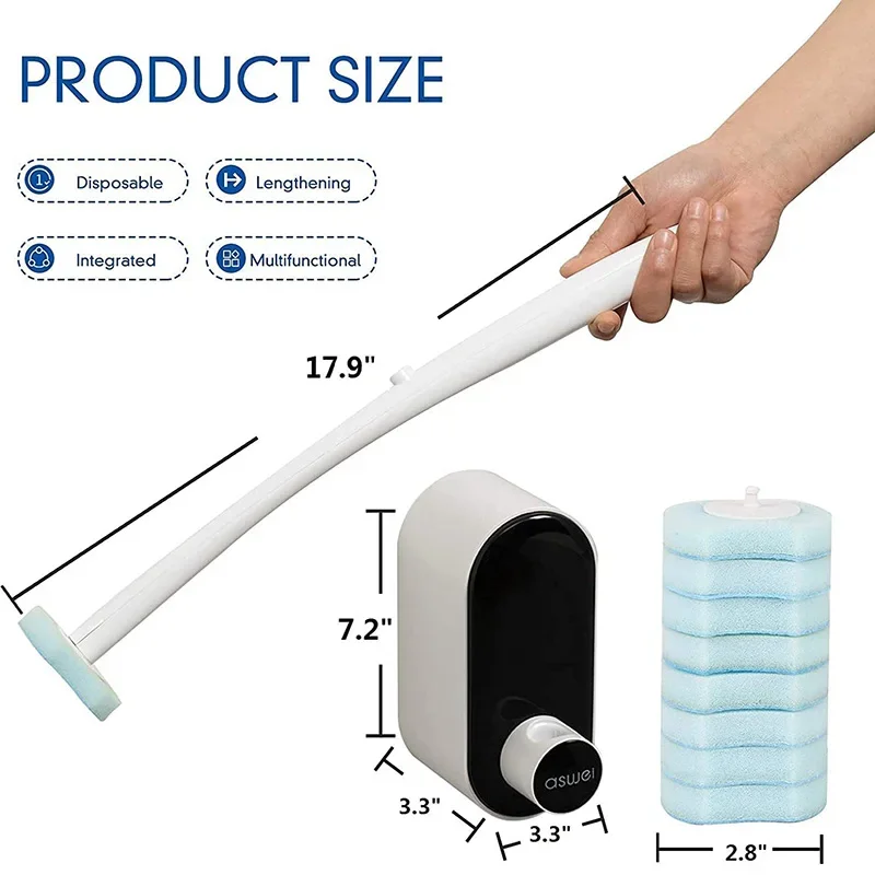 Bathroom Accessories,Toilet Brush Set,Toilet Brush Holder 24PCS Disposable Toilet Bowl Cleaners Refills No Dead Corner Brush Holder Storage Caddy Cleaning Refills Bathroom Accessories