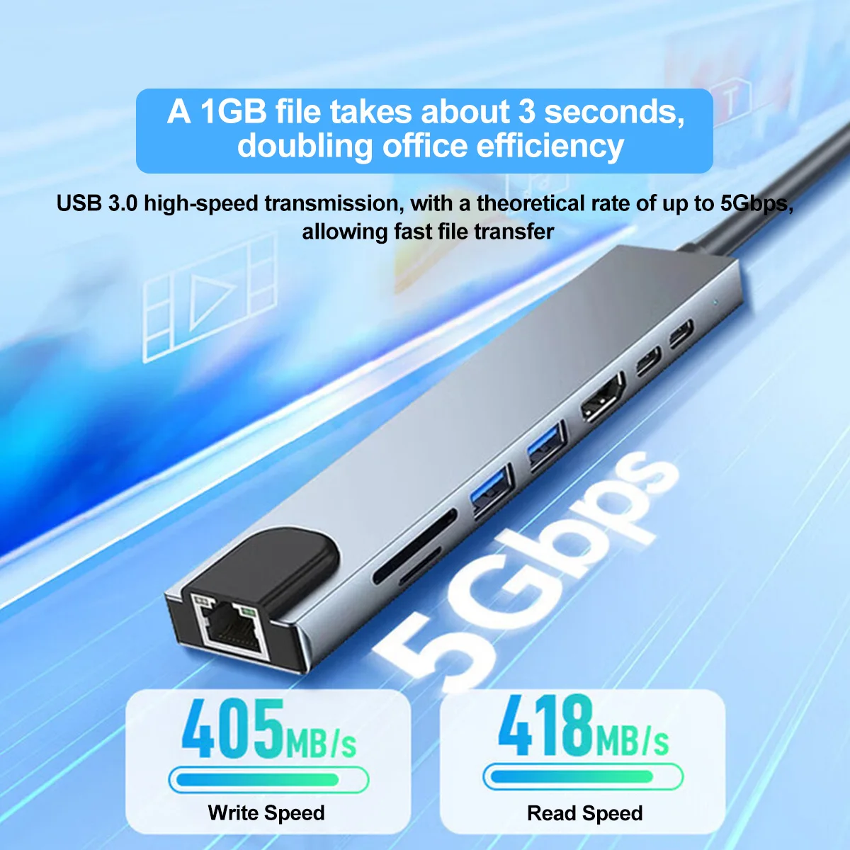 USB HUB Type C Splitter Thunderbolt 3 Docking Station Laptop Adapter For Macbook Air M1 IPad Pro RJ45 HDMI-compatible_voghion.com