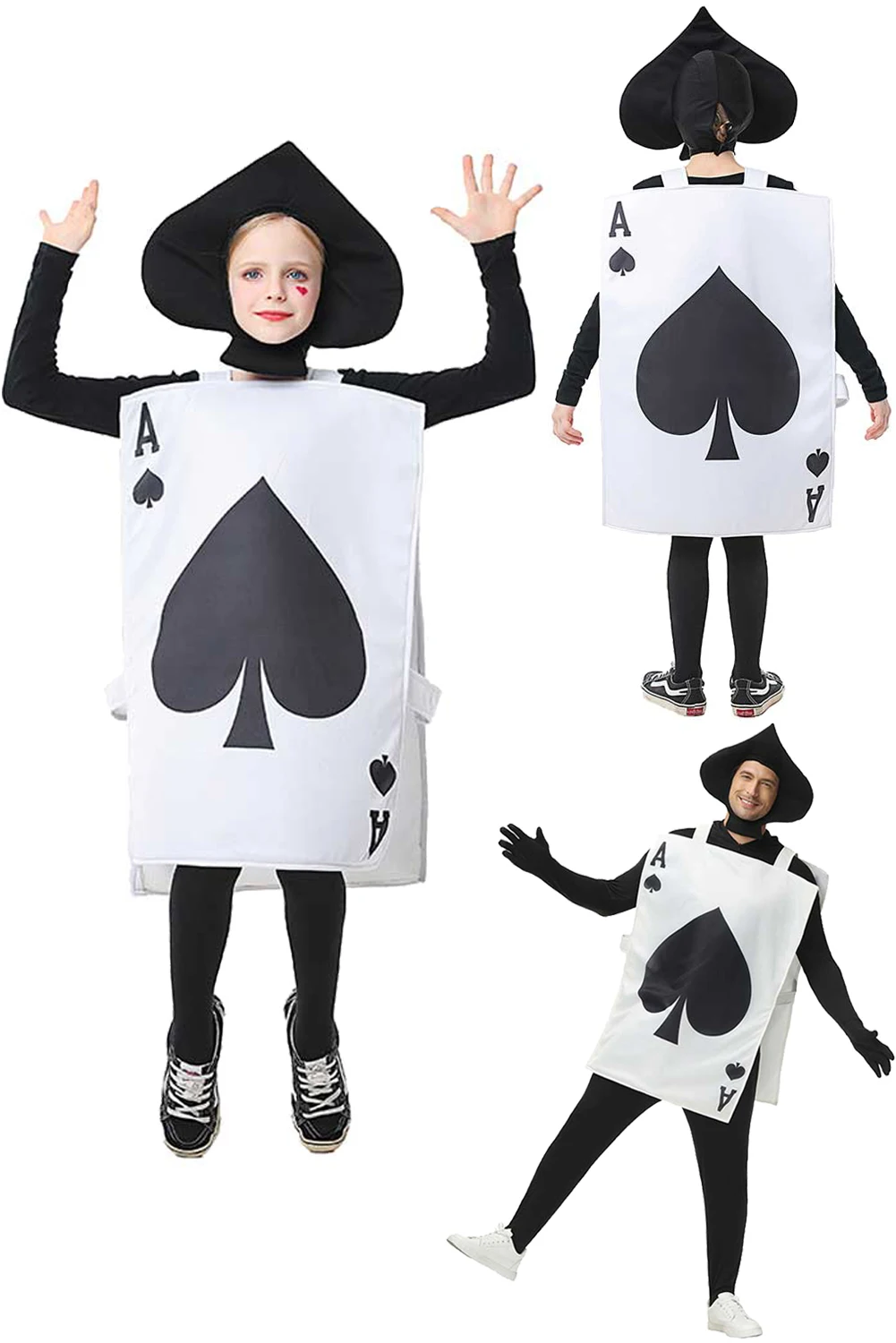 

Poker Spade A Cosplay Halloween Outfits Kid Adult Halloween Stage Performance Clothes Children Boys Girls Carnival Disguise Suit