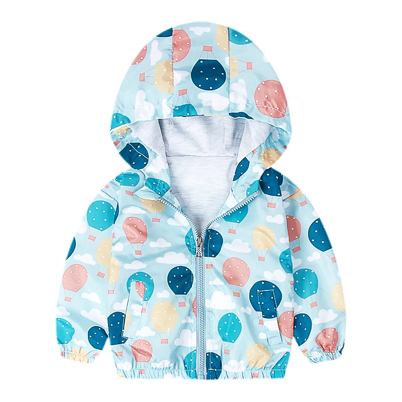 1-7Years Toddler Clothes Brand New Design Children Boys Girls Spring Coats Hot-air Balloon Cartoon Printed Hooded Zipper Jackets lightweight spring jacket