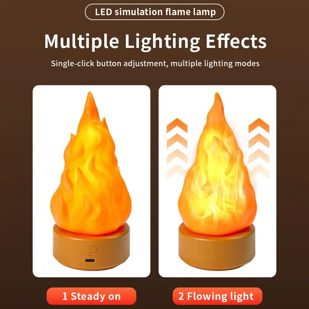 Simulation Flame lamp Rechargeable False fire Night light For Outdoor Camping Courtyard Halloween & Christmas Party Decor Lamp