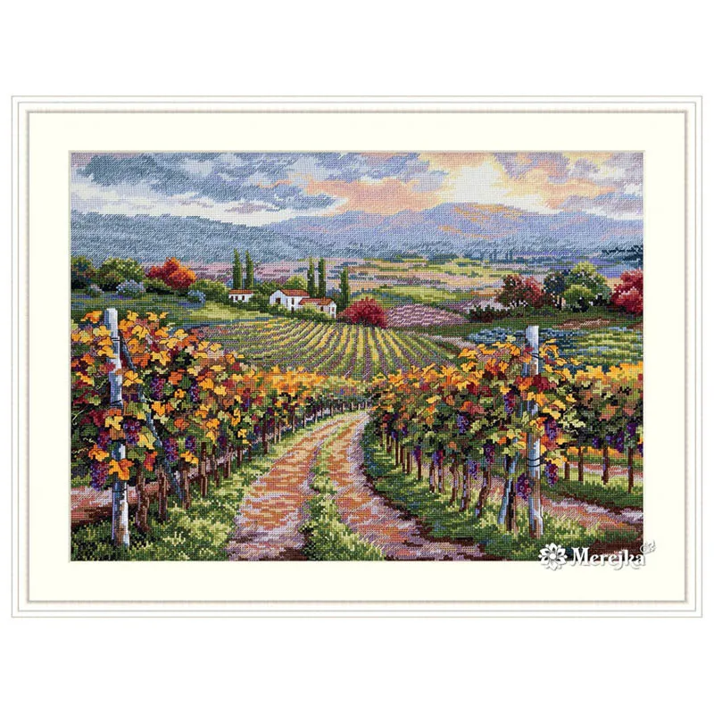 Counted Cross Stitch Kits Embroidered Home Decoration Vineyard Hill Grape Tree Vineyards Merejka K-164