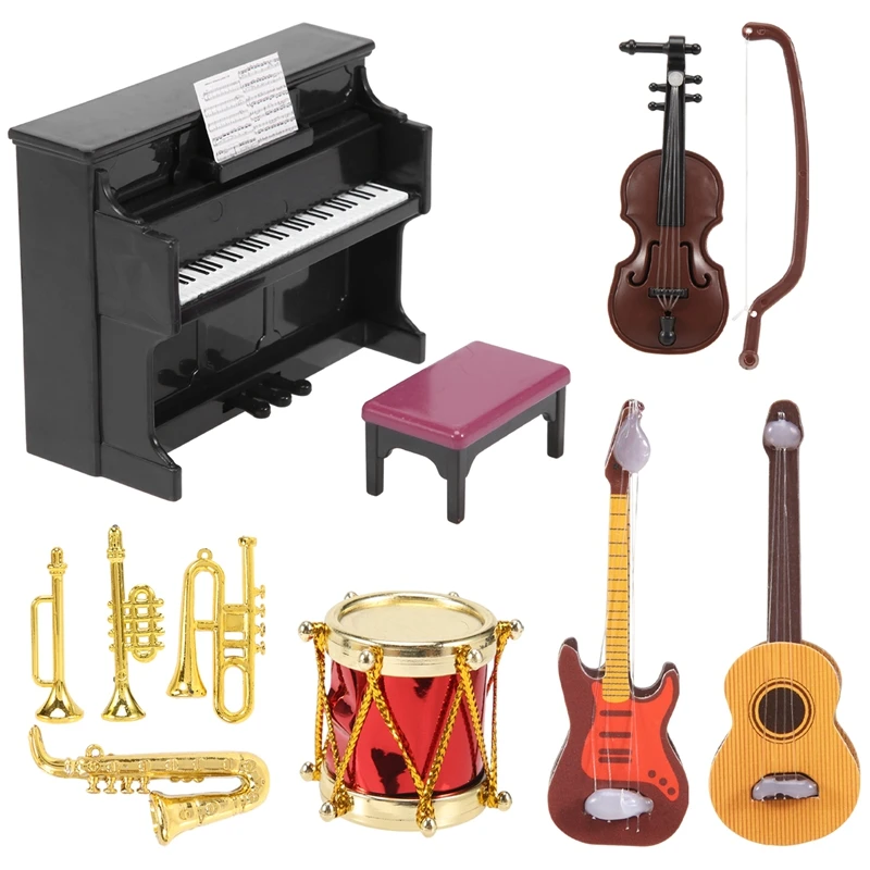 

Dollhouse Miniature Musical Instrument Set Mini Dollhouse Musical Instrument Model Dollhouse Doll Decoration Accessories