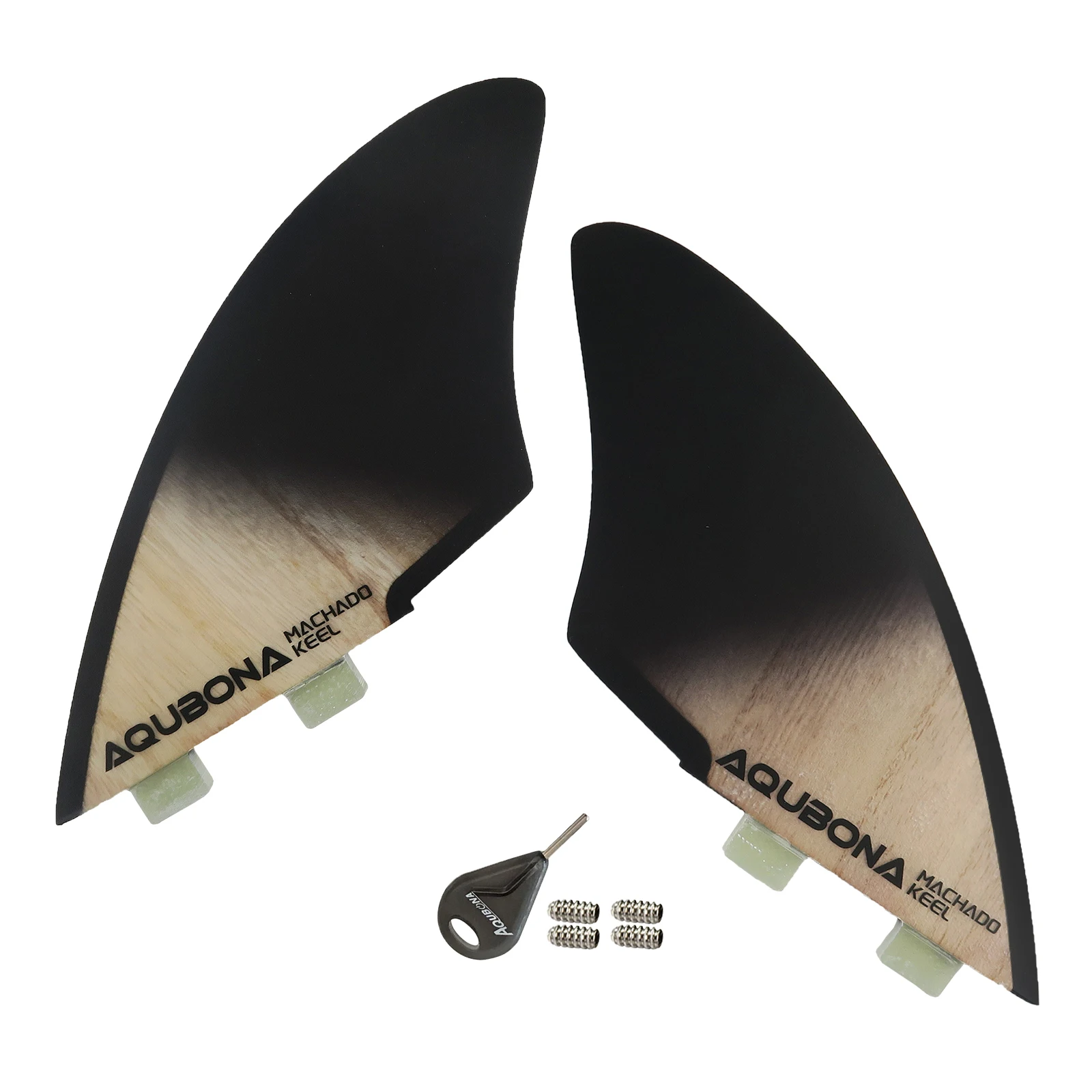 Twin Keel Fins (2 Fins) - Twin Tab or Single Tab Sizes, with Fin Screws and Fin Key - Fins for Fish Surf Boards 2