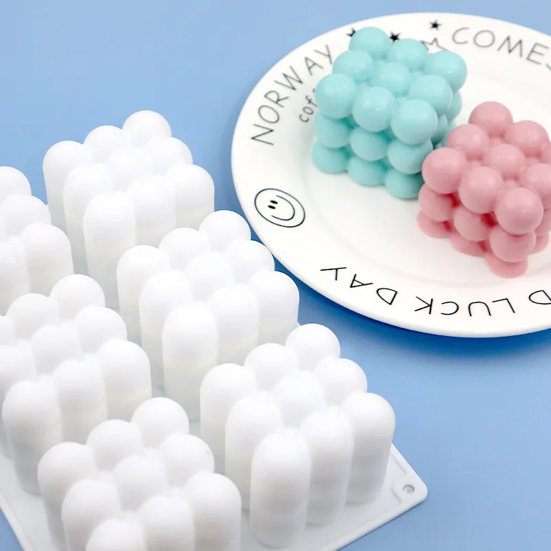 

6 Cavity Bubble Candle Mold Silicone Cube Mold DIY Candle Making Mold 3D Dessert Mousse Cake Chocolate Pudding Jelly Baking Mold