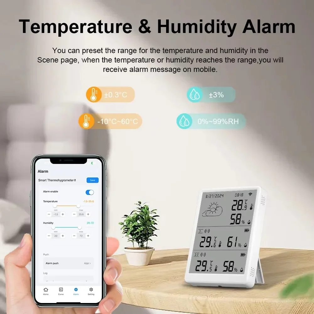 Tuya Smart Digital Indoor/Outdoor Forecast Hygrometer Temperature Sensor with Tu