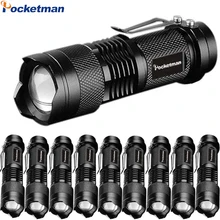 

10pcs Portable Mini LED Flashlight 3 Modes Zoomable Tail-cap press Torch Pen Clip Light Outdoor Fishing Hiking Night Running