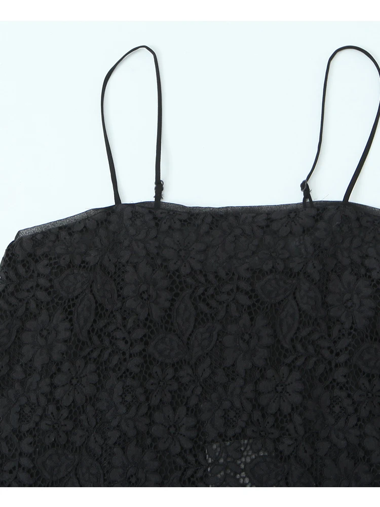 Chic Sexy Lace Sling Tops Women's Sleeveless Backless Elegant Party Top 2026 Summer New Lady Fashion Asymmetry Short Tops