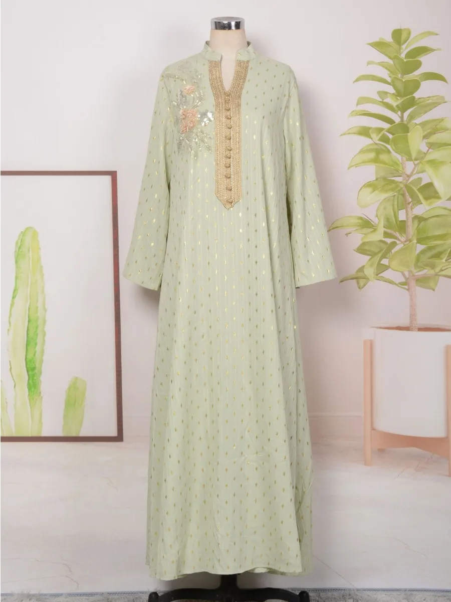 

Женское длинное платье Eid dubai, мусульманское платье с вышивкой и бисером