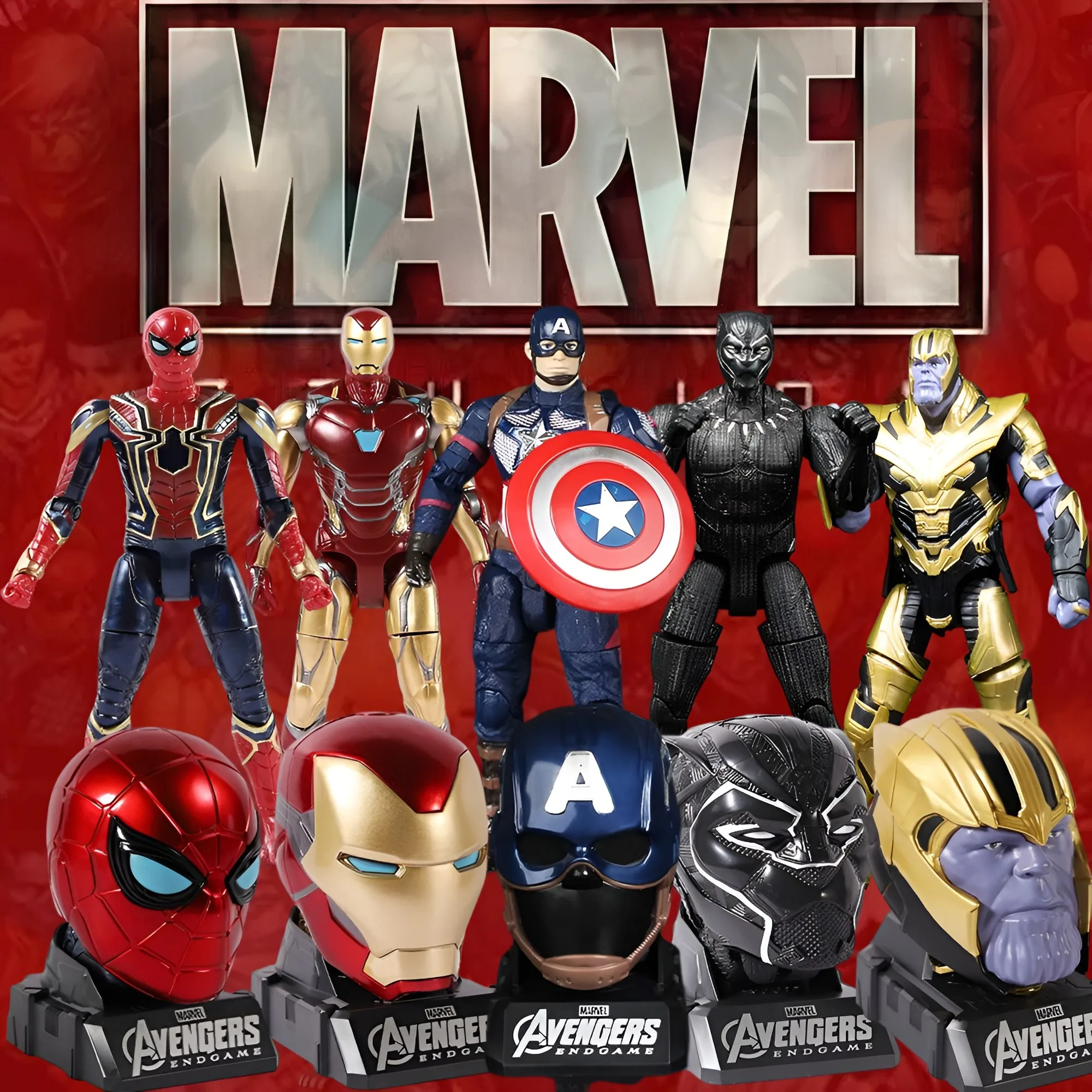 

Marvel Deformable Model Anime Spiderman Iron Man Action Figure Car Decoration Collection Children's Educational Toys Boy Gift