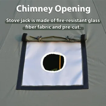 Cotton canvas bell tent with stove jack for family camping, four season tent with zippered removable floor 3