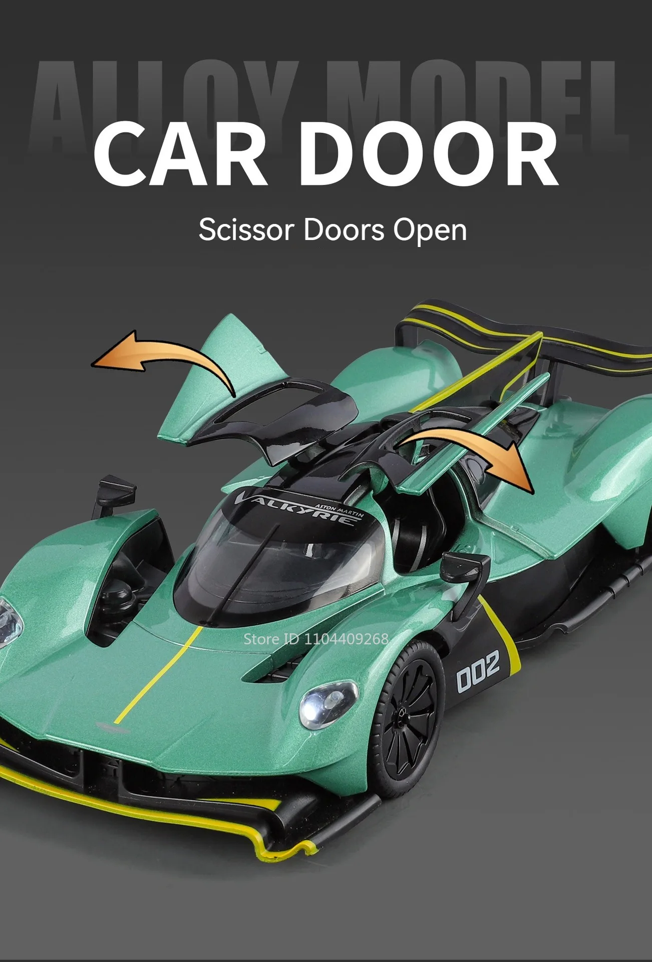 1:24 Aston Martin Valkyrie AMR PRO Diecast Model Car w/ Sound