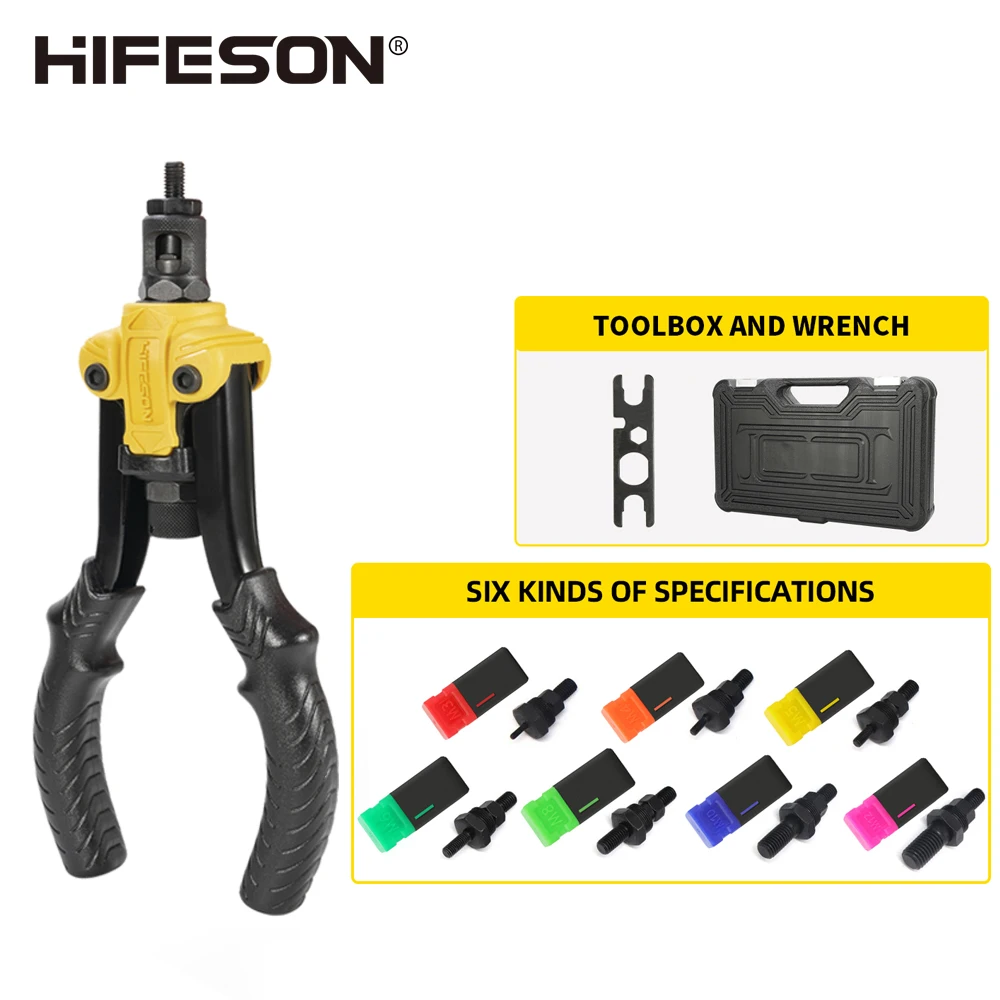 Hand Rivet Nut Gun Insert threaded Mandrels Manual Riveters Nut Gun for Riveting Rivnut Tool M3 M4 M5 M6 M8 M10 M12 Nuts Toolbox
