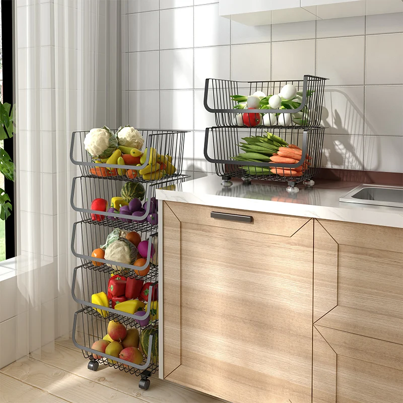 

Free Shipping Multi-layer Kitchen Metal Wire Vegetable Rack Fruit And Vegetable Storage Basket