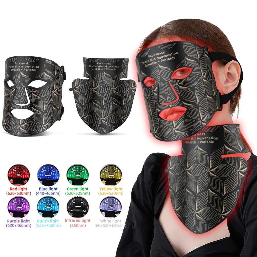 Facial LED Mask Neck 8 Colors Red Light Therapy face mask led facial mask facial neck mask neck anti wrinkle mask