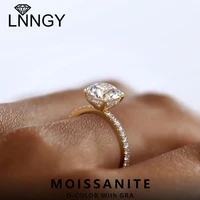 Lnngy Moissanite Engagement Ring for Women Original Certified 925 Sterling Silver Prong Setting Wedding Rings Party Jewelry Gift