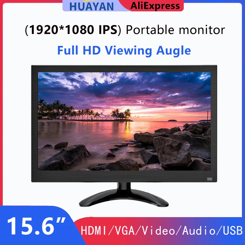 13.3/15.6 monitor industrial portátil do monitor 1080p vga hdmi USB BNC ips display  lcd janelas da câmera Advertising screen AliExpress