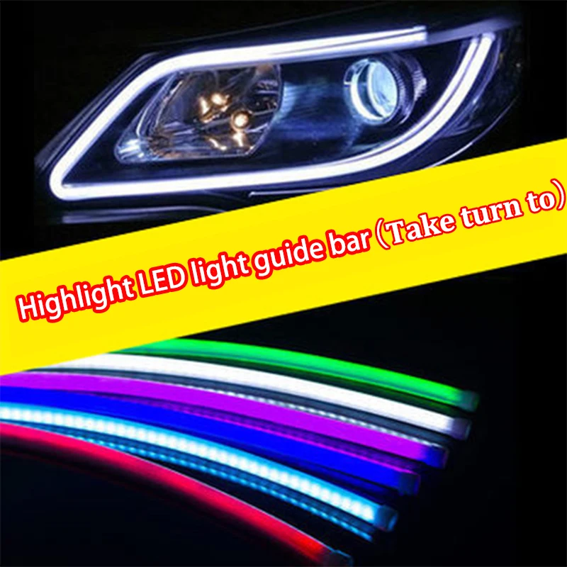 2Pcs 12V 24V 60cm DRL Flexible Tube Headlight Strip Light Universal