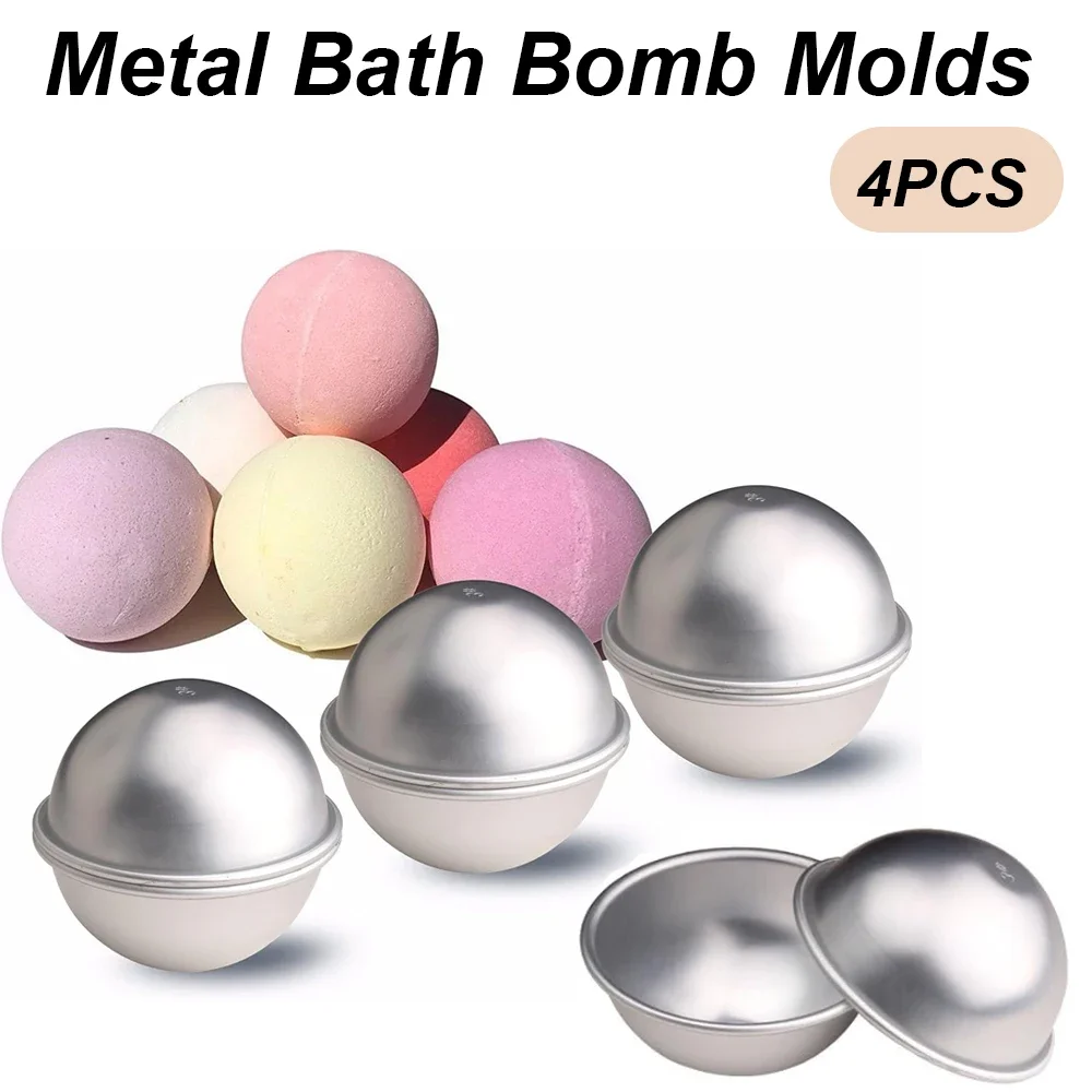Bath Bomb Molds Aluminum Alloy Ball Sphere Cake Baking Mold 4PCS/Set for DIY Making Supplies