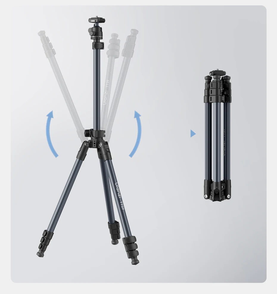 TT59 Horizontal Center Column Tripod 0.1-1.75M for DSLR Camera Video Light for O