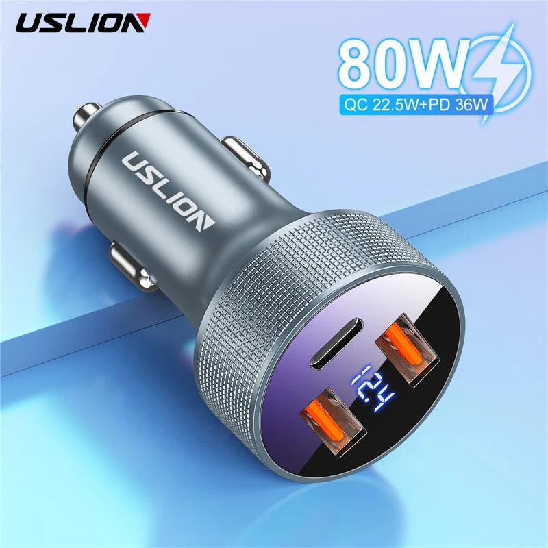 45W Dual Port USB-C Green Lion Car Charger